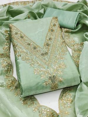 embroidered organza unstitched dress material 2