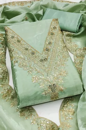 embroidered organza unstitched dress material