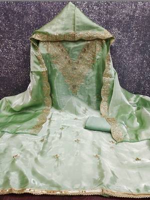 embroidered organza unstitched dress material 3