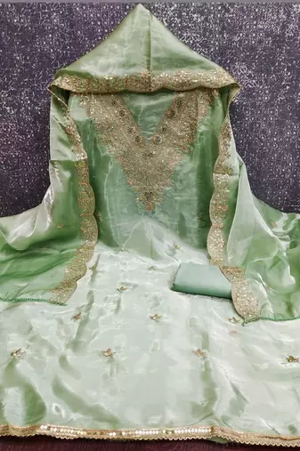 embroidered organza unstitched dress material