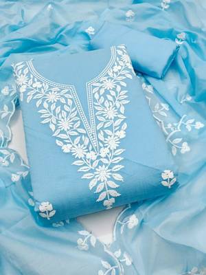 embroidered cotton unstitched dress material 1