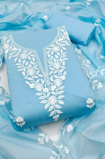 embroidered cotton unstitched dress material