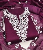 embroidered silk blend unstitched dress material
