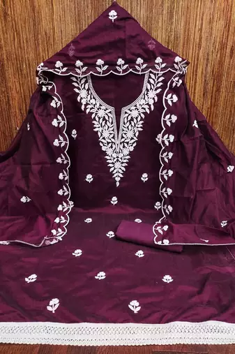 embroidered silk blend unstitched dress material