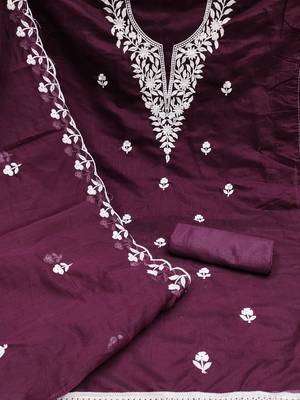 embroidered silk blend unstitched dress material 3