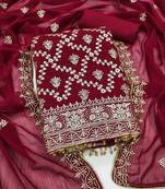 ethnic motifs embroidered unstitched dress material