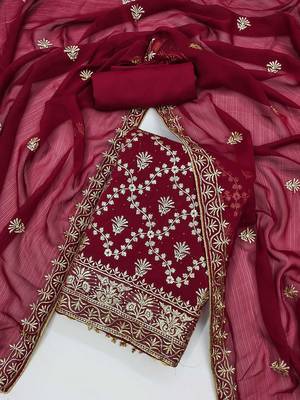 ethnic motifs embroidered unstitched dress material 2