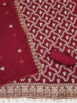 ethnic motifs embroidered unstitched dress material 3