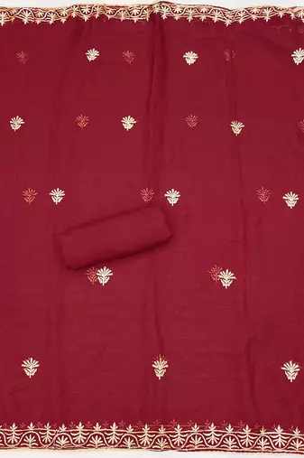 ethnic motifs embroidered unstitched dress material