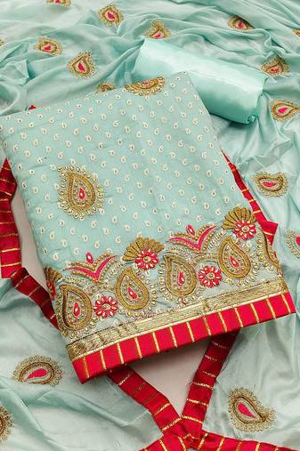 embroidered cotton unstitched dress material