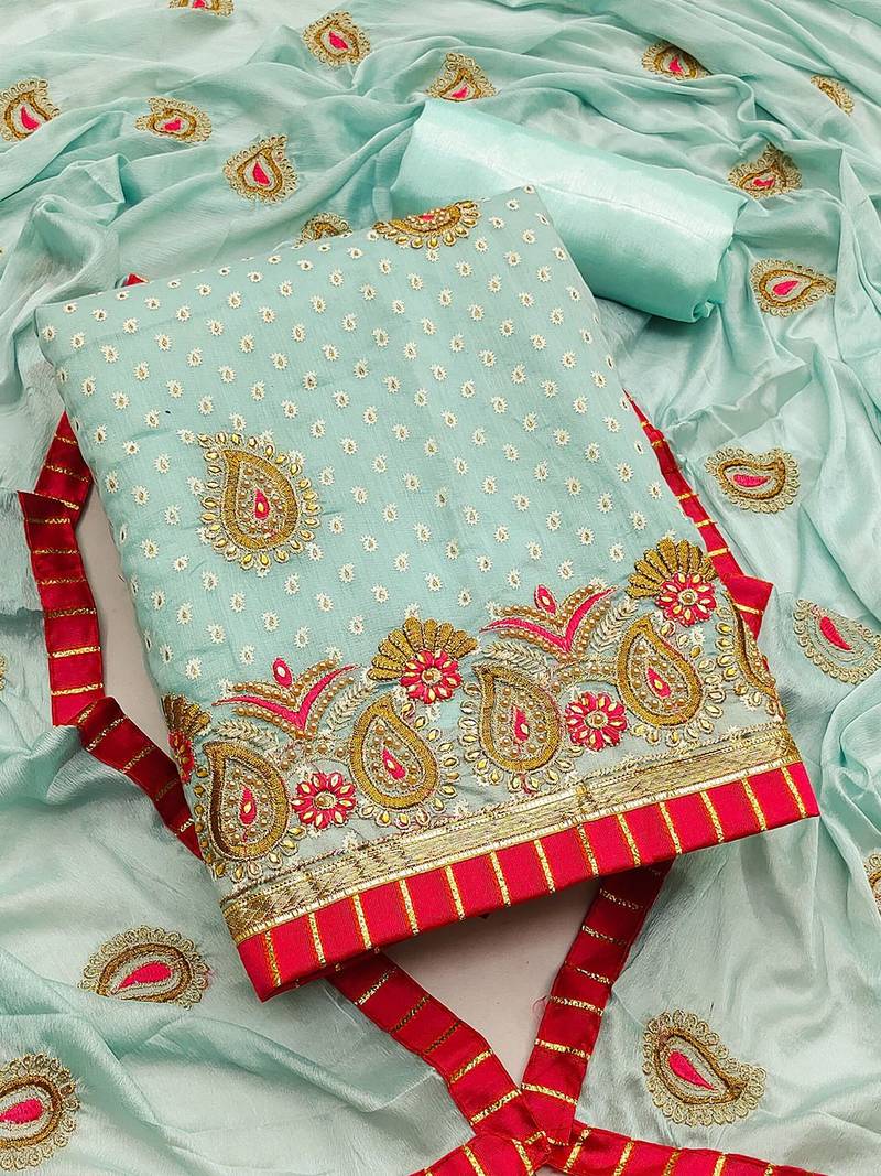 embroidered cotton unstitched dress material