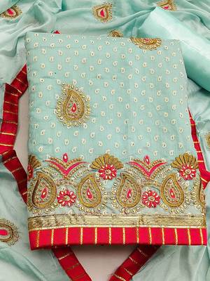 embroidered cotton unstitched dress material 2