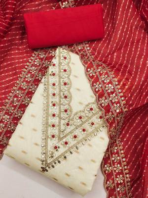 embroidered unstitched dress material 1