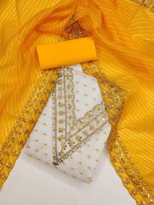 embroidered zari unstitched dress material 1