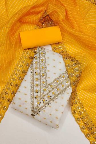 embroidered zari unstitched dress material