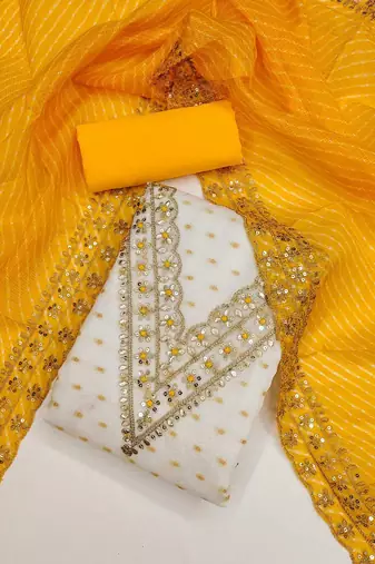 embroidered zari unstitched dress material