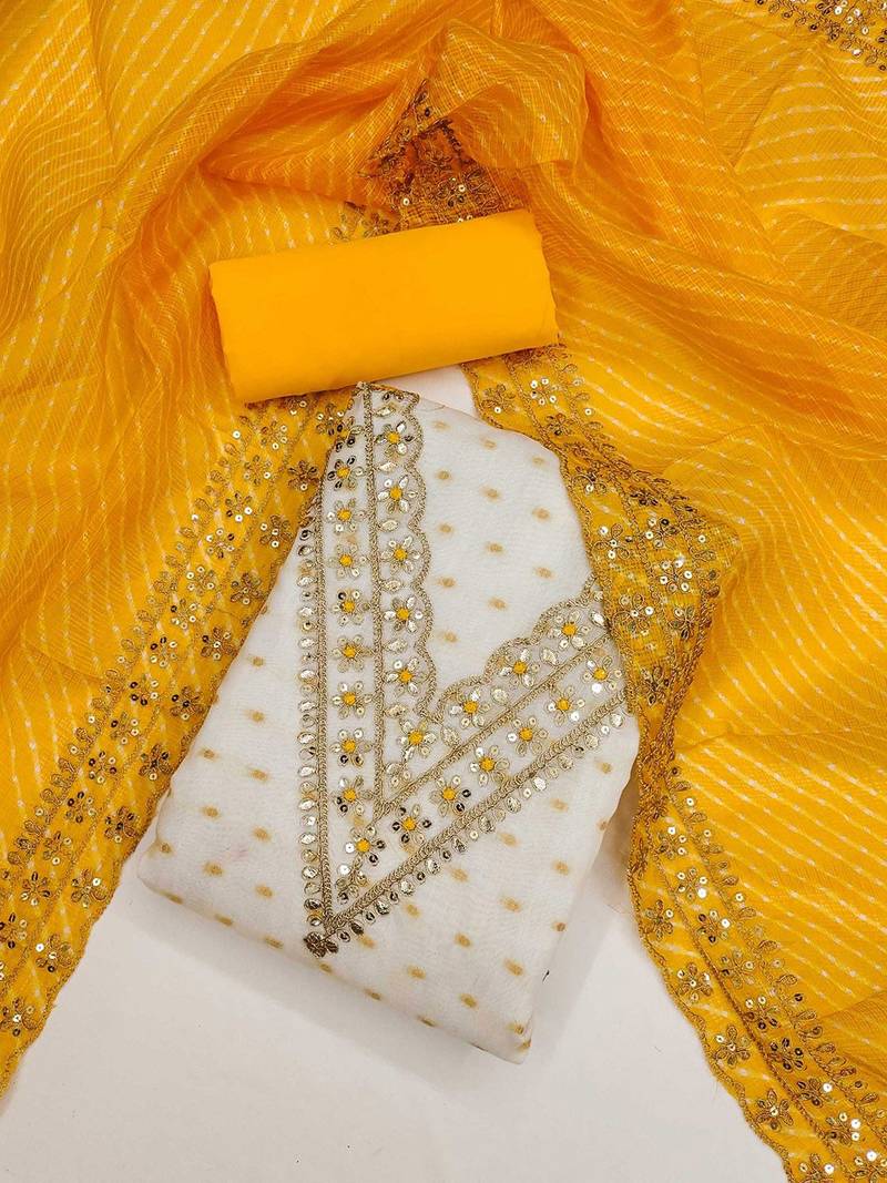 embroidered zari unstitched dress material