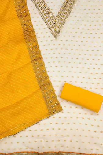 embroidered zari unstitched dress material