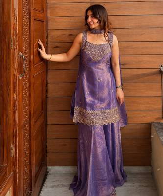  Embroidery Work Fendy Straight Kurta Sharara and Dupatta Set 1