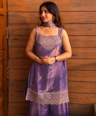  Embroidery Work Fendy Straight Kurta Sharara and Dupatta Set 2