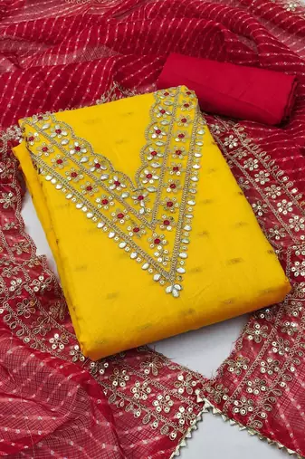 embroidered zari unstitched dress material