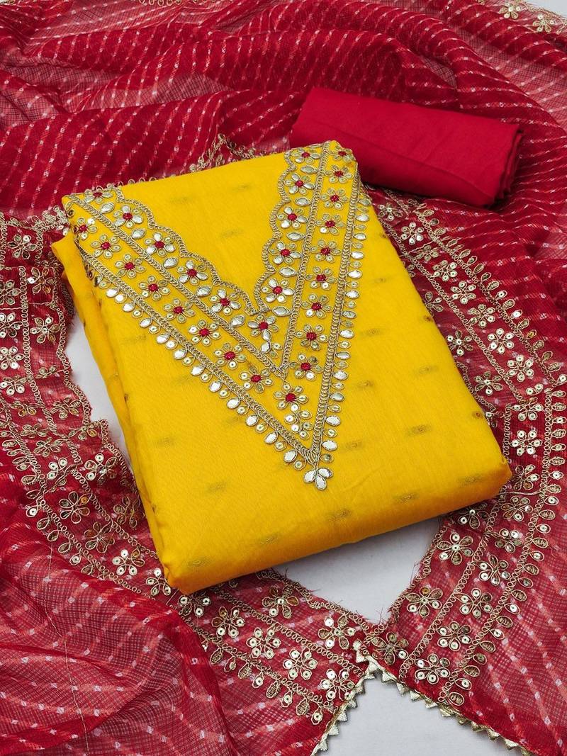 embroidered zari unstitched dress material