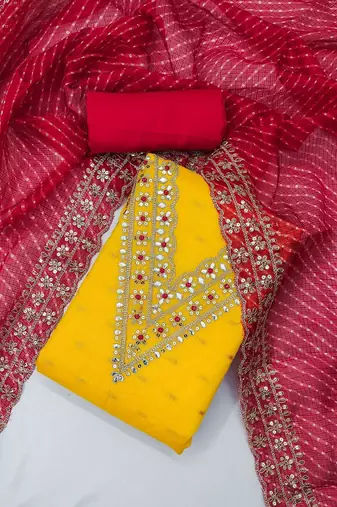 embroidered zari unstitched dress material