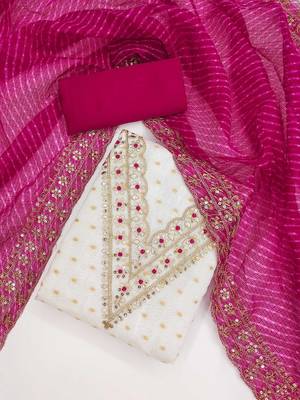 embroidered zari unstitched dress material 1
