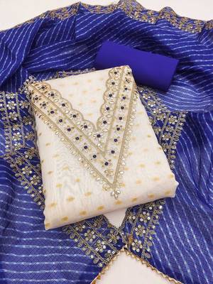 embroidered zari unstitched dress material 2