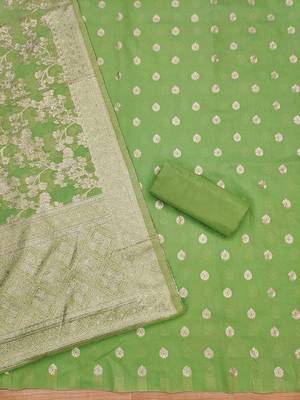 floral woven design unstitched dress material 3
