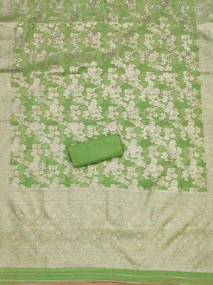 floral woven design unstitched dress material 4
