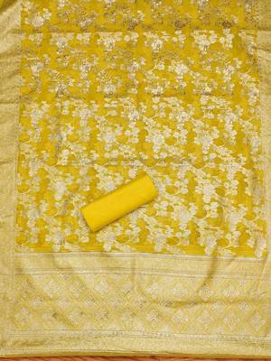 floral woven design unstitched dress material 4