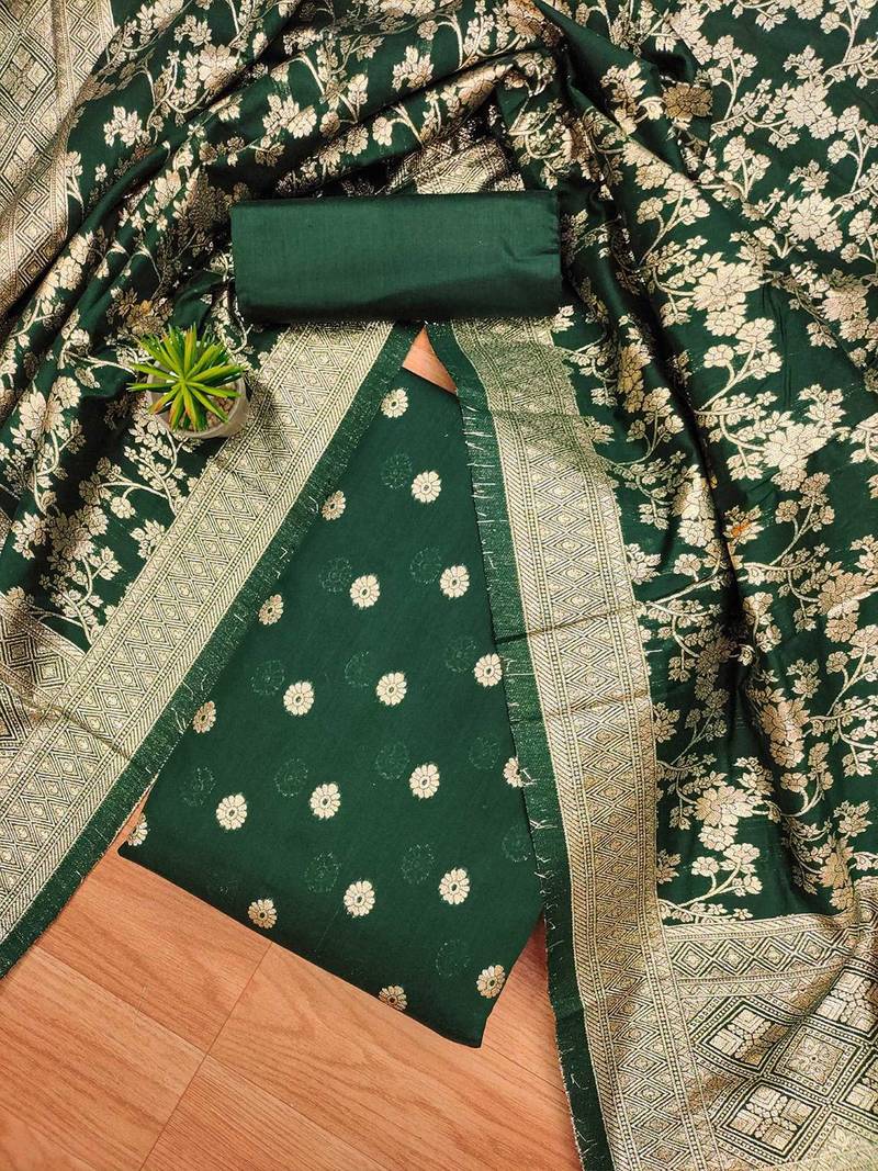 ethnic motifs woven design zari unstitched dress material