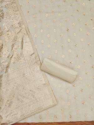 ethnic motifs woven design zari unstitched dress material 3