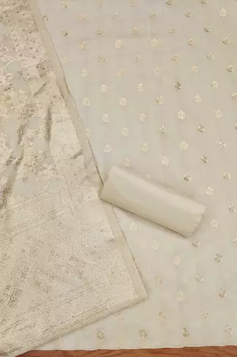 ethnic motifs woven design zari unstitched dress material
