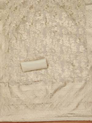 ethnic motifs woven design zari unstitched dress material 4