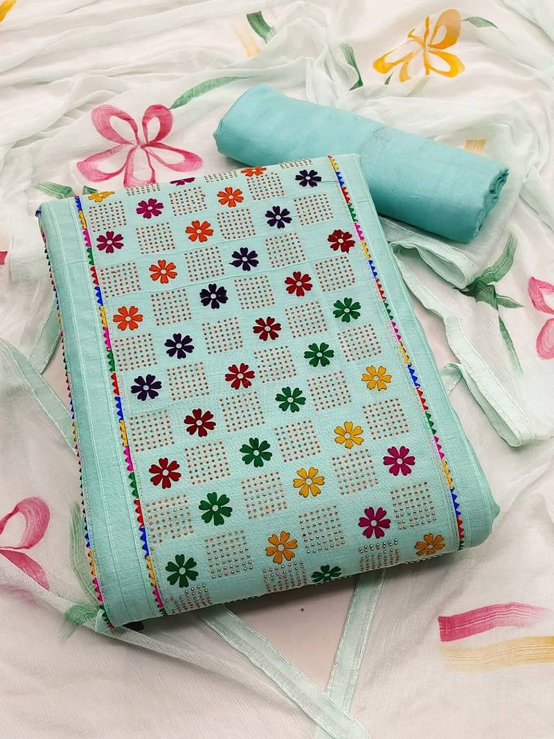 embroidered unstitched dress material