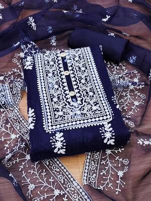 ethnic motifs embroidered unstitched dress material 1