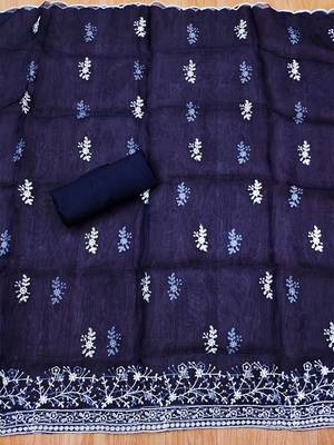ethnic motifs embroidered unstitched dress material 3
