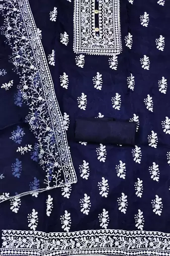 ethnic motifs embroidered unstitched dress material