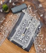 ethnic motifs embroidered unstitched dress material