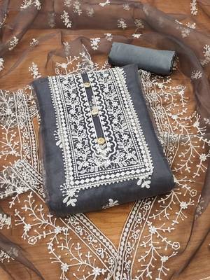 ethnic motifs embroidered unstitched dress material 2