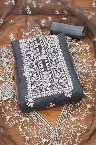ethnic motifs embroidered unstitched dress material