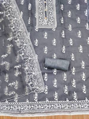 ethnic motifs embroidered unstitched dress material 3