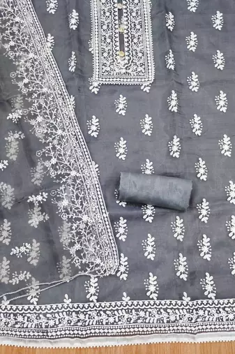 ethnic motifs embroidered unstitched dress material