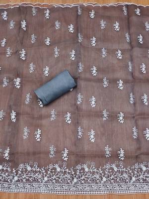 ethnic motifs embroidered unstitched dress material 4