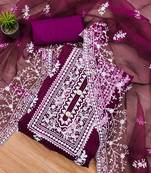 floral embroidered unstitched dress material