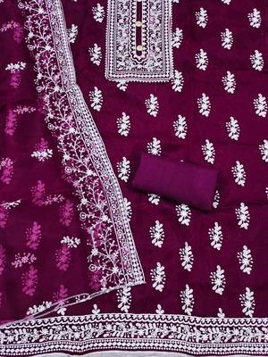 floral embroidered unstitched dress material 3