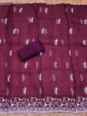floral embroidered unstitched dress material 4
