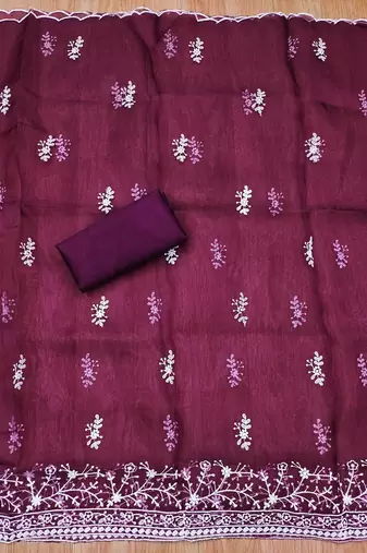 floral embroidered unstitched dress material